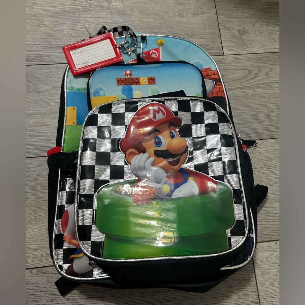 Super Mario Kids Backpack - Red, Green, Black